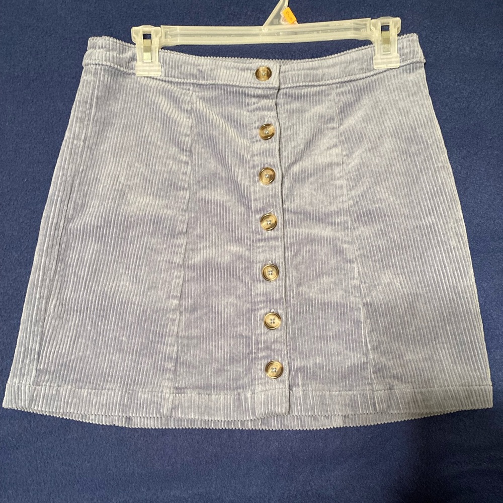 Baby blue corduroy button skirt